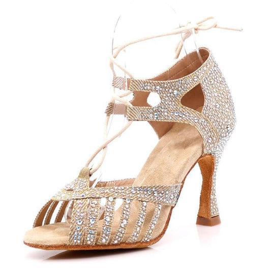 Cordoba oro - Latinosa - Scarpe da ballo - tessuto rosa - beige - strass gioiello