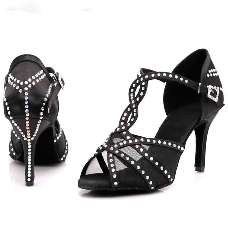Elena nero - Latinosa - scarpe da ballo nere - sandali gioiello strass - salsa tango latino liscio