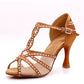 Elena bronze - Latinosa - Scarpe da ballo marrone beige - gioiello strass